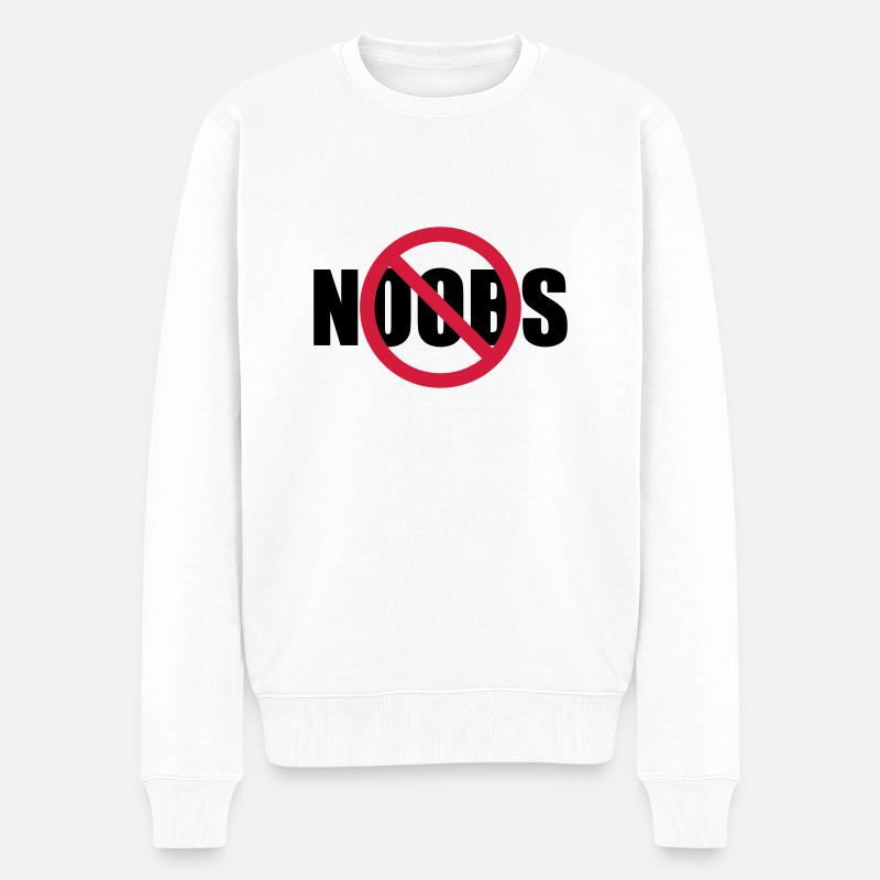 Keine Noobs Verboten Schild - Männer Premium Bio Pullover - Weiß
