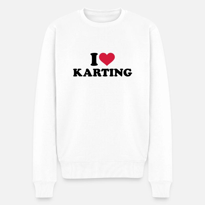 I love Karting - Pull Premium bio Homme - blanc