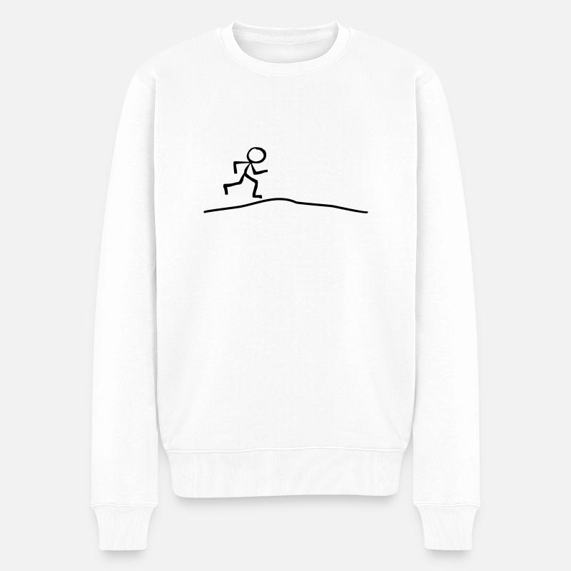 Strichmännchen läuft Steigung - Männer Premium Bio Pullover - Weiß