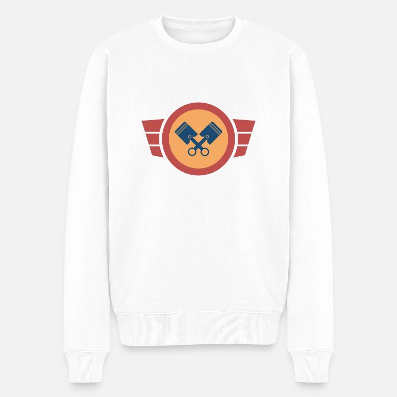Zweitakt Liebe - Simson Retro Logo Design - Männer Premium Bio Pullover - Weiß