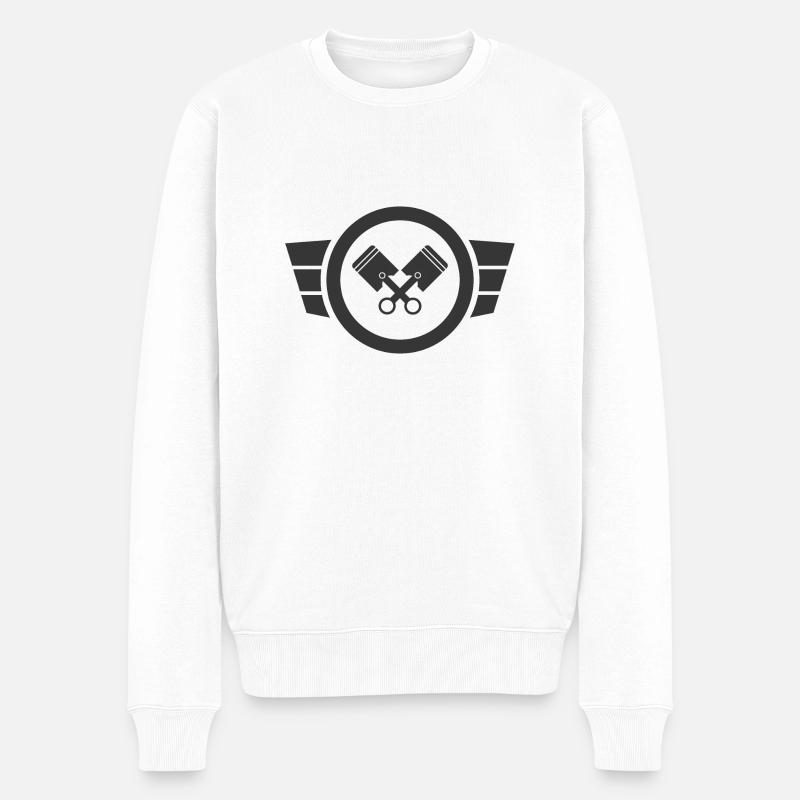Zweitakt Liebe - Simson Retro Logo Design - Männer Premium Bio Pullover - Weiß