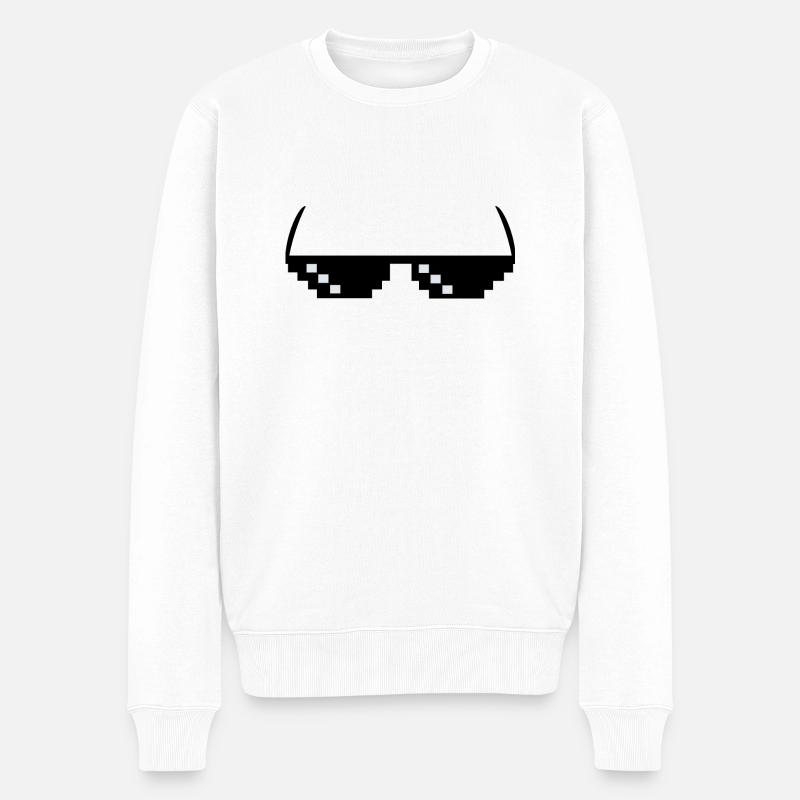 Lunettes de soleil Mème Pixel - Pull Premium bio Homme - blanc