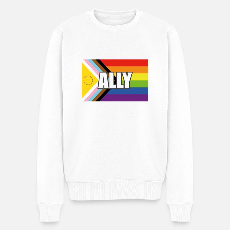 Ally Intersex Inclusive Pride Fortschritt Pride Flag - Männer Premium Bio Pullover - Weiß