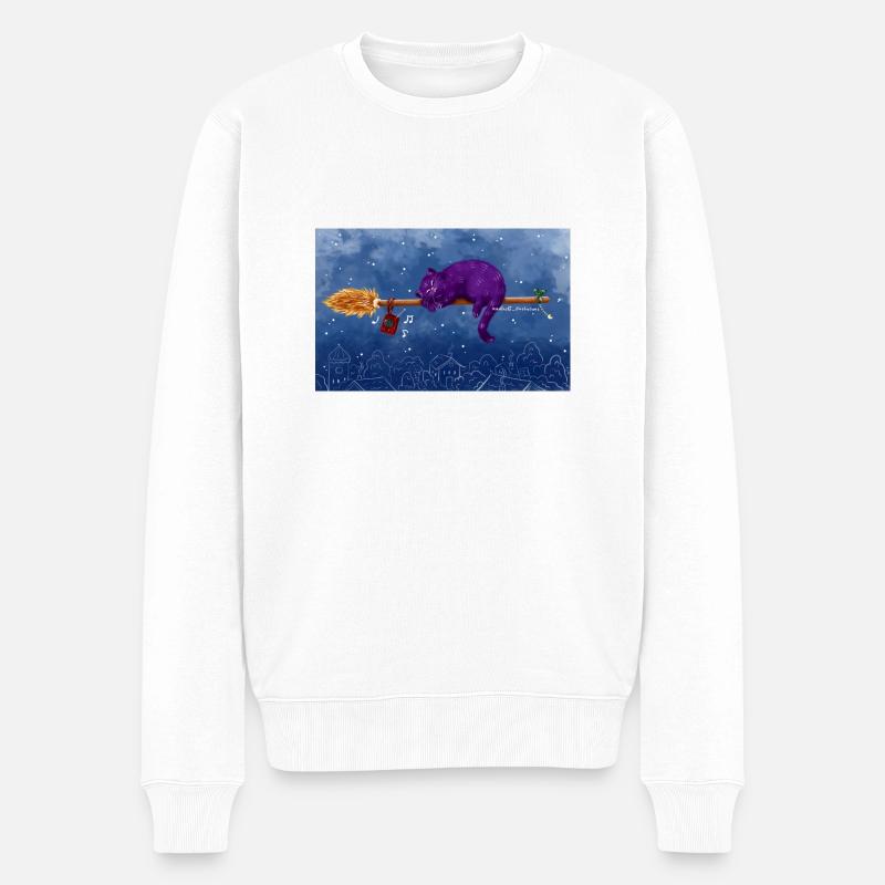 Fliegende Katze - Männer Premium Bio Pullover - Weiß