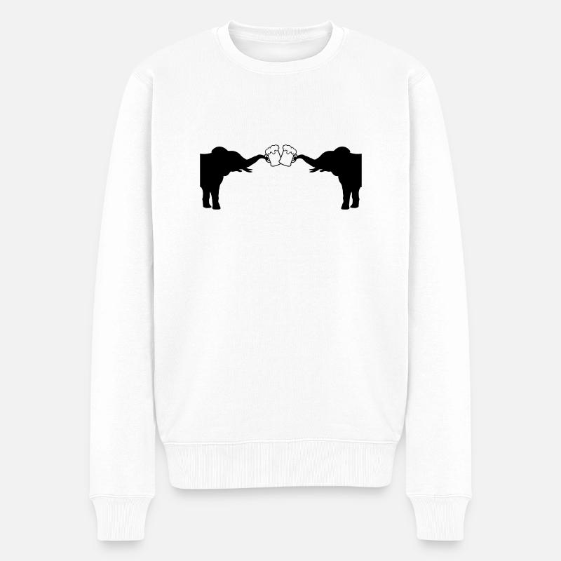 Anstoßen 2 Elefanten Bier - Männer Premium Bio Pullover - Weiß
