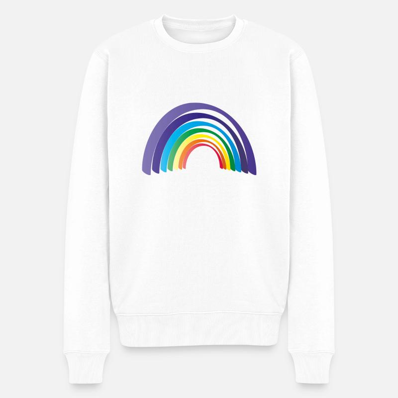 Regenbogen - Männer Premium Bio Pullover - Weiß