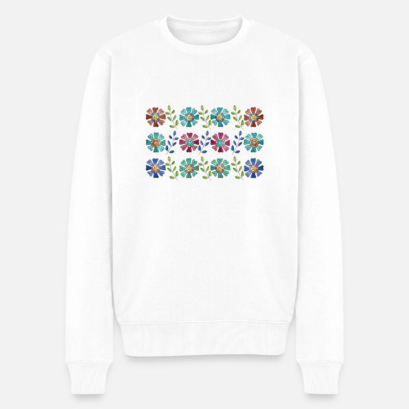 Blumen - Männer Premium Bio Pullover - Weiß