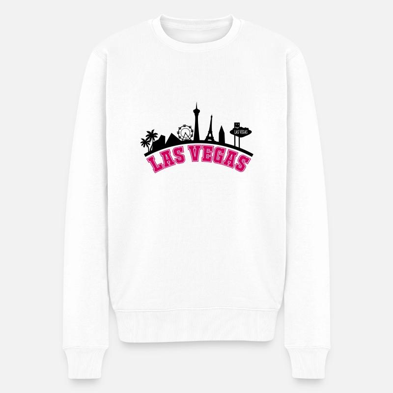 las vegas skyline - Männer Premium Bio Pullover - Weiß