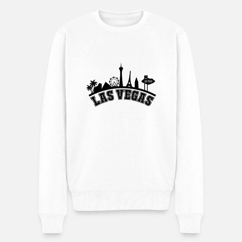 las vegas skyline - Männer Premium Bio Pullover - Weiß