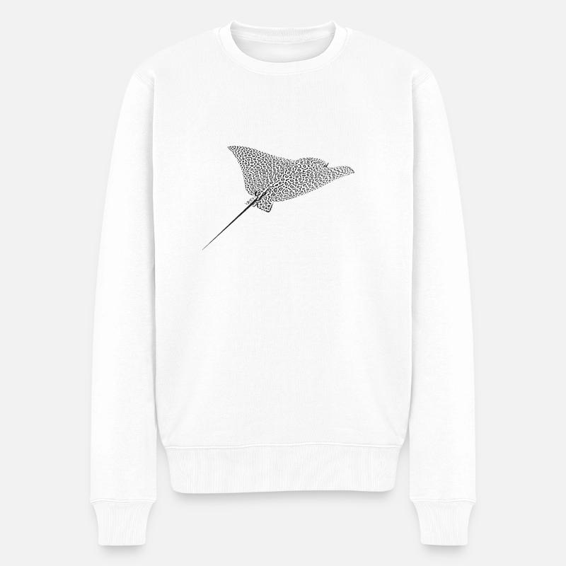 Rochen - Männer Premium Bio Pullover - Weiß