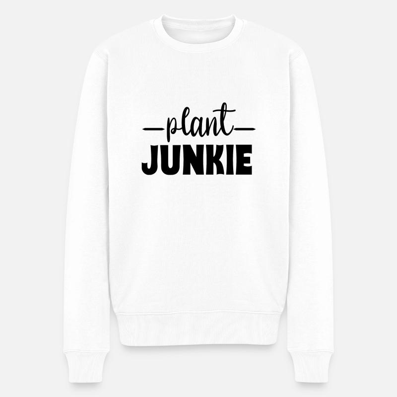 Plant Junkie - Männer Premium Bio Pullover - Weiß