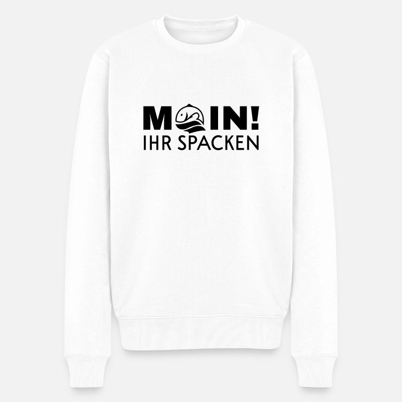 Moin, ihr Spacken - Männer Premium Bio Pullover - Weiß