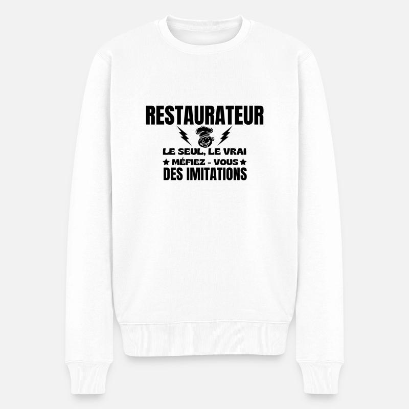GASTRONOM DER EINZIG WAHRE - Männer Premium Bio Pullover - Weiß