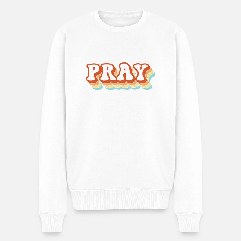 Pray - Männer Premium Bio Pullover - Weiß