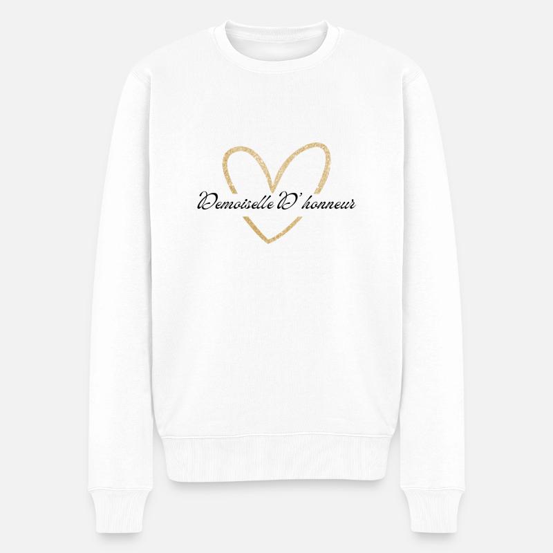 Brautjungfer Gold Herz Glitzer - Männer Premium Bio Pullover - Weiß