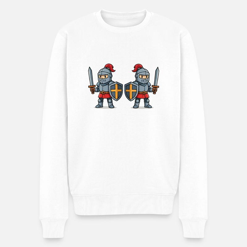 ritter comic 2 - Männer Premium Bio Pullover - Weiß