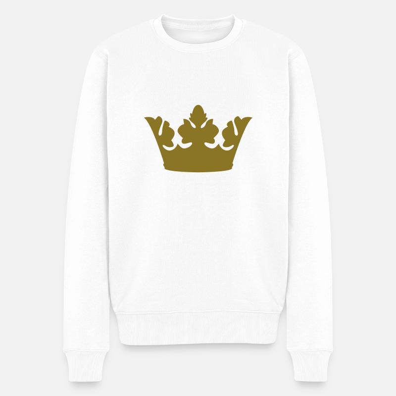 Crown - Männer Premium Bio Pullover - Weiß