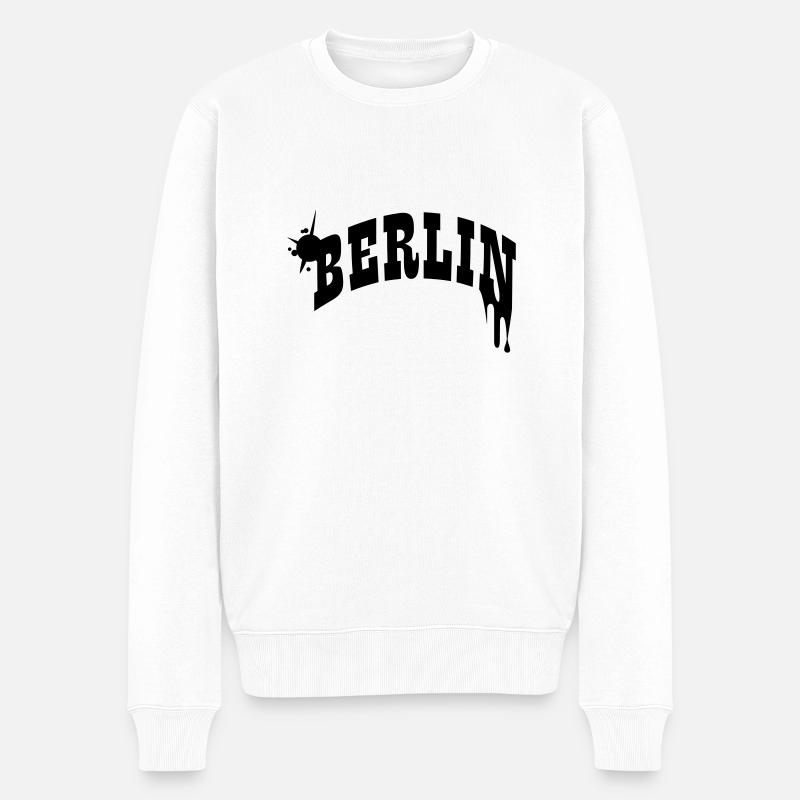 Berlin Schriftzug - Männer Premium Bio Pullover - Weiß