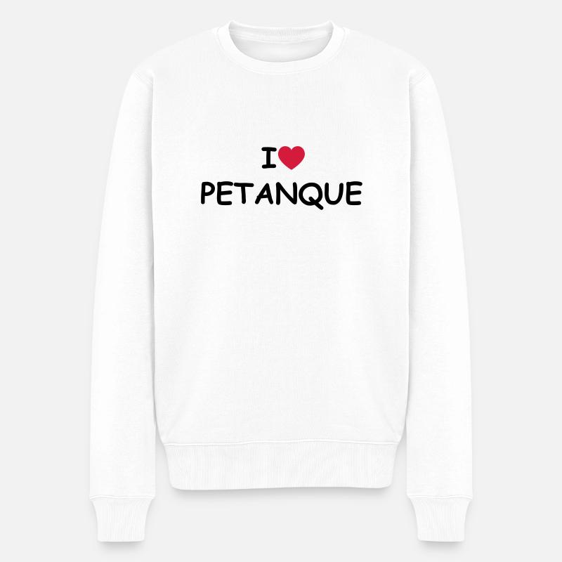 I love/heart Petanque - Männer Premium Bio Pullover - Weiß