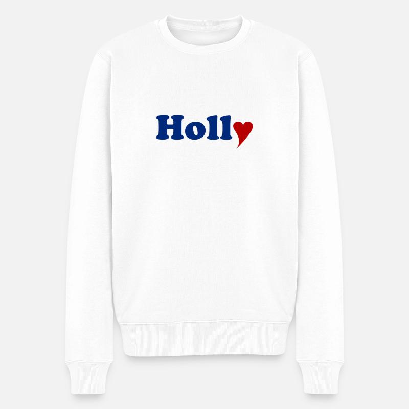 Holly mit Herz - Männer Premium Bio Pullover - Weiß