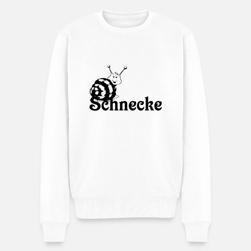 Schnecke - Männer Premium Bio Pullover - Weiß