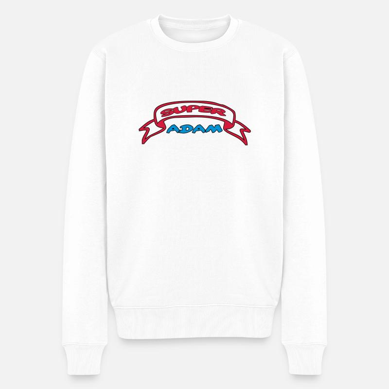 SUPER ADAM - Männer Premium Bio Pullover - Weiß