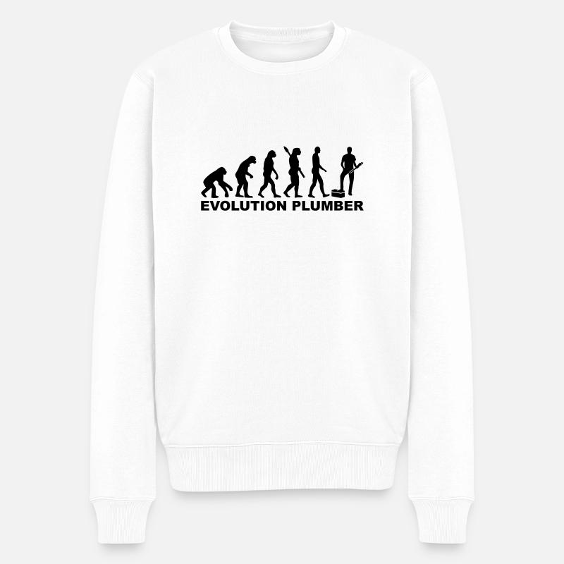 Evolution Plumber - Men's Premium Organic Jumper - white