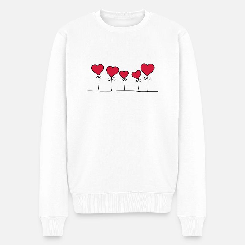 Herzen - Männer Premium Bio Pullover - Weiß