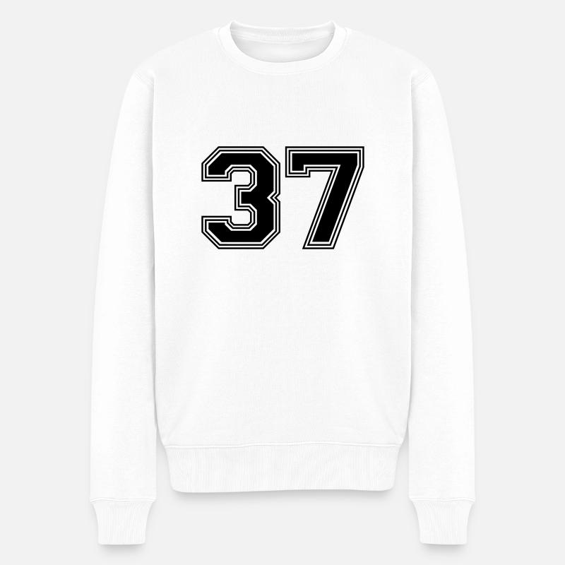 37_Nummer_37_(s31) - Männer Premium Bio Pullover - Weiß