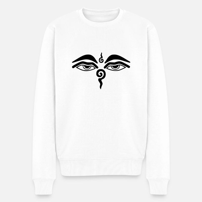 Eyes of Buddha - Männer Premium Bio Pullover - Weiß