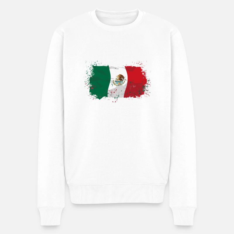 Mexico Flag - Männer Premium Bio Pullover - Weiß