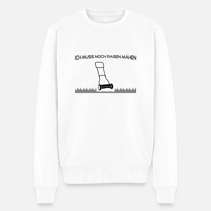 Rasen mähen - Männer Premium Bio Pullover - Weiß