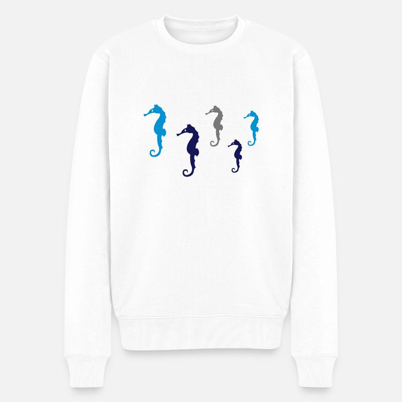 seepferdchen_silhouette_02 - Männer Premium Bio Pullover - Weiß