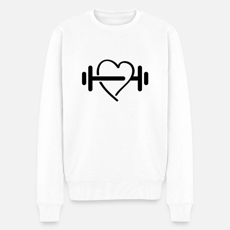 belt heart design - Männer Premium Bio Pullover - Weiß