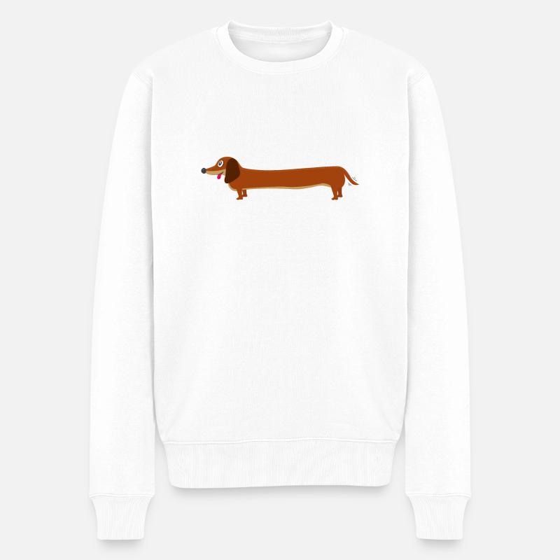 Wursthund - Langer Hund - Männer Premium Bio Pullover - Weiß