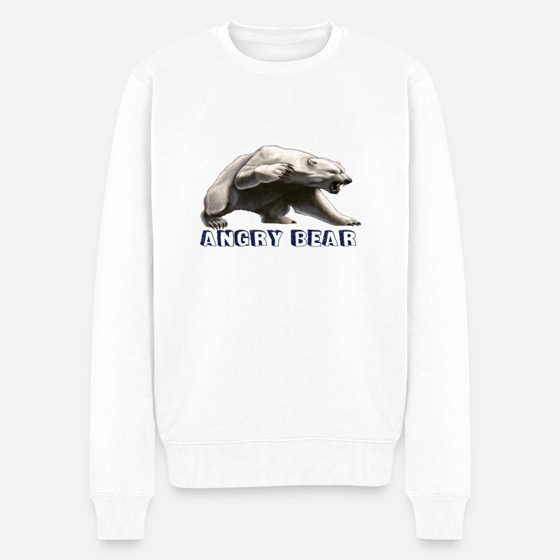 Wütender Bär, Bär - Männer Premium Bio Pullover - Weiß