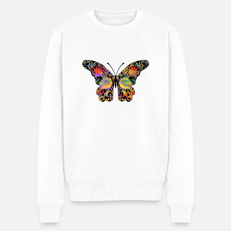 Schmetterling - Männer Premium Bio Pullover - Weiß
