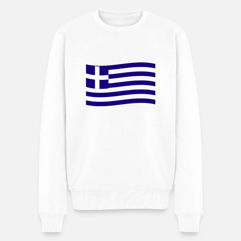 Grèce Drapeau grec Hellas Hellène - Pull Premium bio Homme - blanc