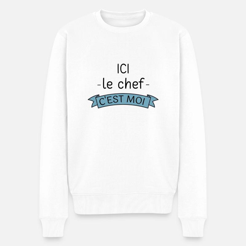 Ici le chef c'est moi - Pull Premium bio Homme - blanc