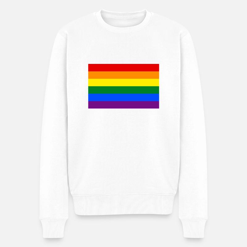 Drapeau LGBT Gay Pride - Pull Premium bio Homme - blanc