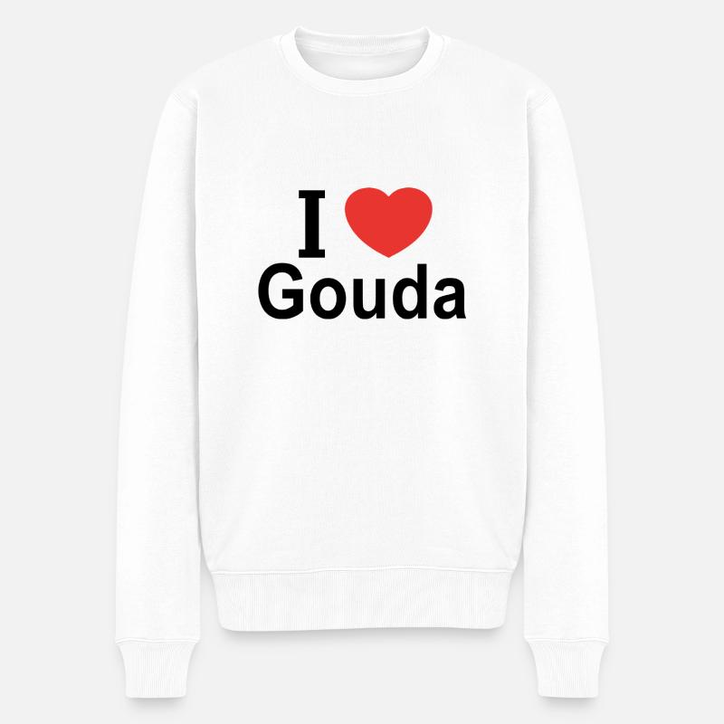 Ich liebe Gouda - Männer Premium Bio Pullover - Weiß