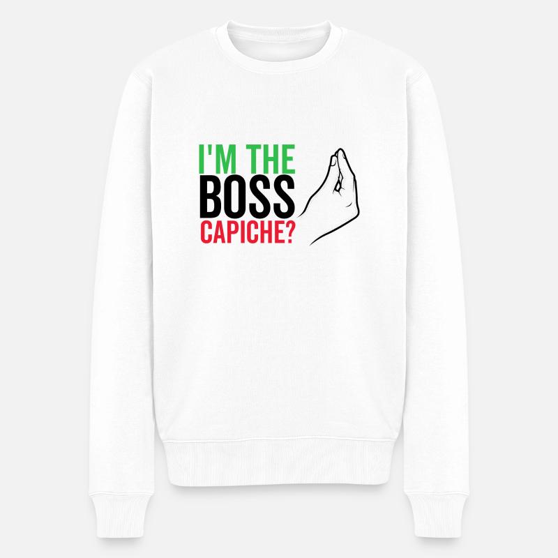 Ich bin der Boss Capiche - Männer Premium Bio Pullover - Weiß