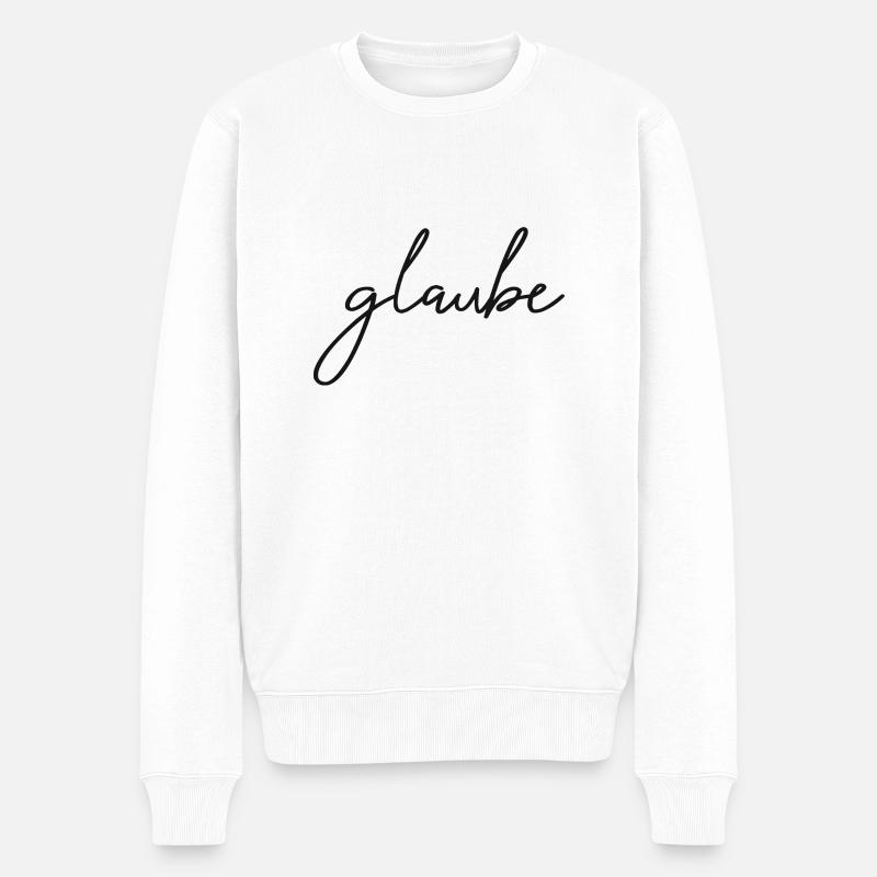 glaube - an dich - Männer Premium Bio Pullover - Weiß