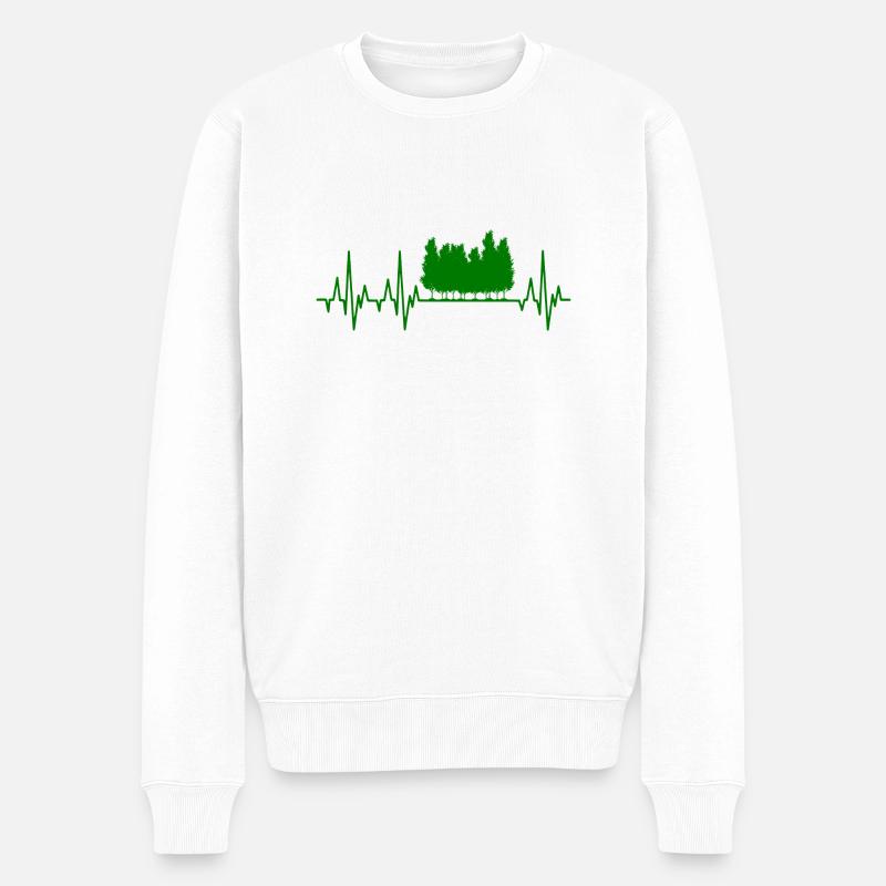 Herzschlag Wald Baum - Männer Premium Bio Pullover - Weiß