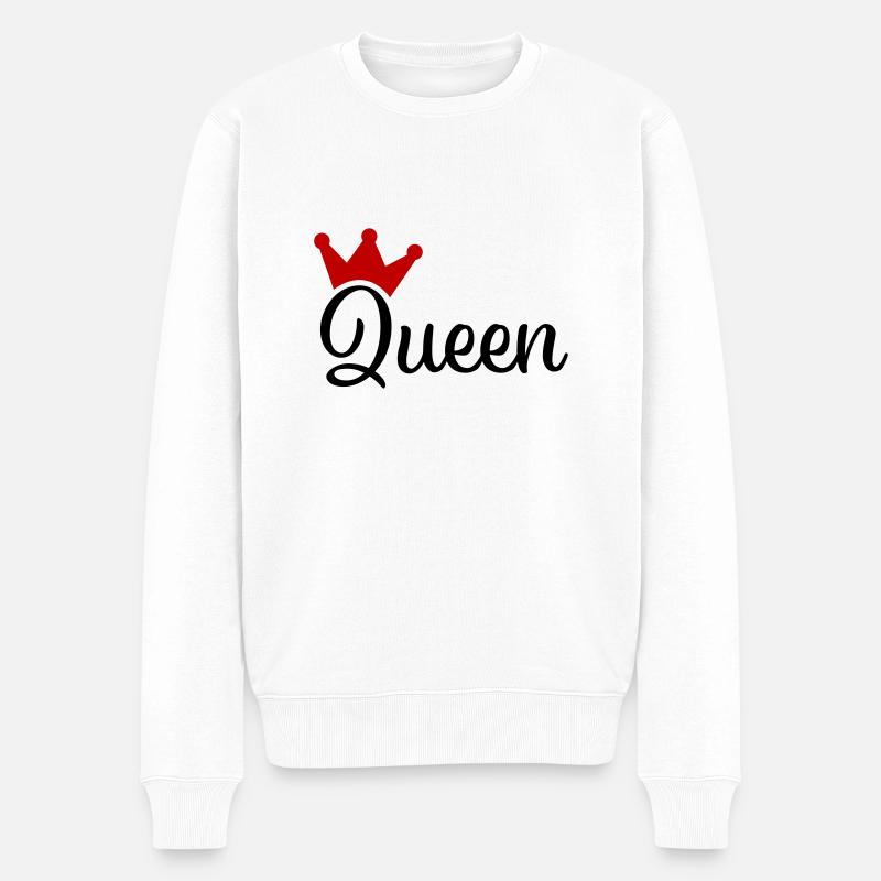 Queen mit Krone - Männer Premium Bio Pullover - Weiß