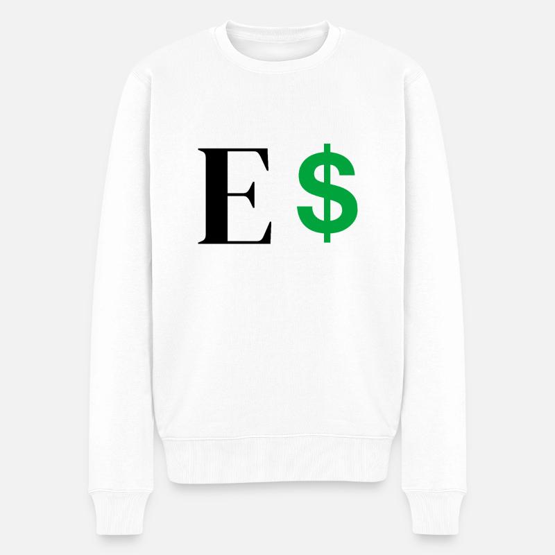 Lettre e dollar - Pull Premium bio Homme - blanc