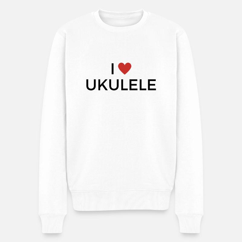 Ich liebe Ukulele - I love Ukulele - Männer Premium Bio Pullover - Weiß