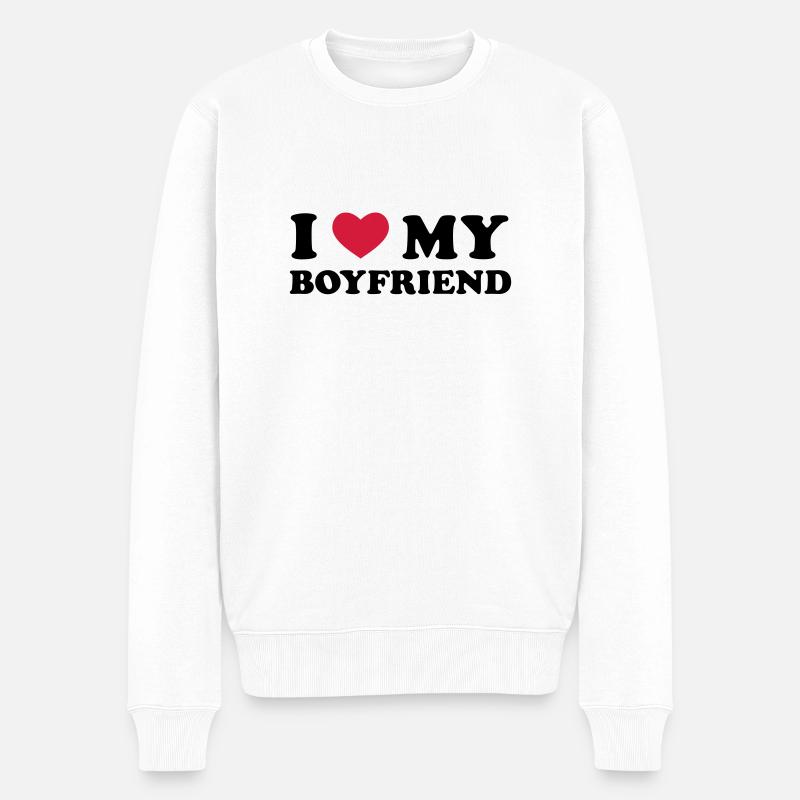 I Love My Boyfriend - Männer Premium Bio Pullover - Weiß