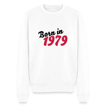 Born in 1979 - Männer Premium Bio Pullover - Weiß - Vorne - Thijin (182cm)