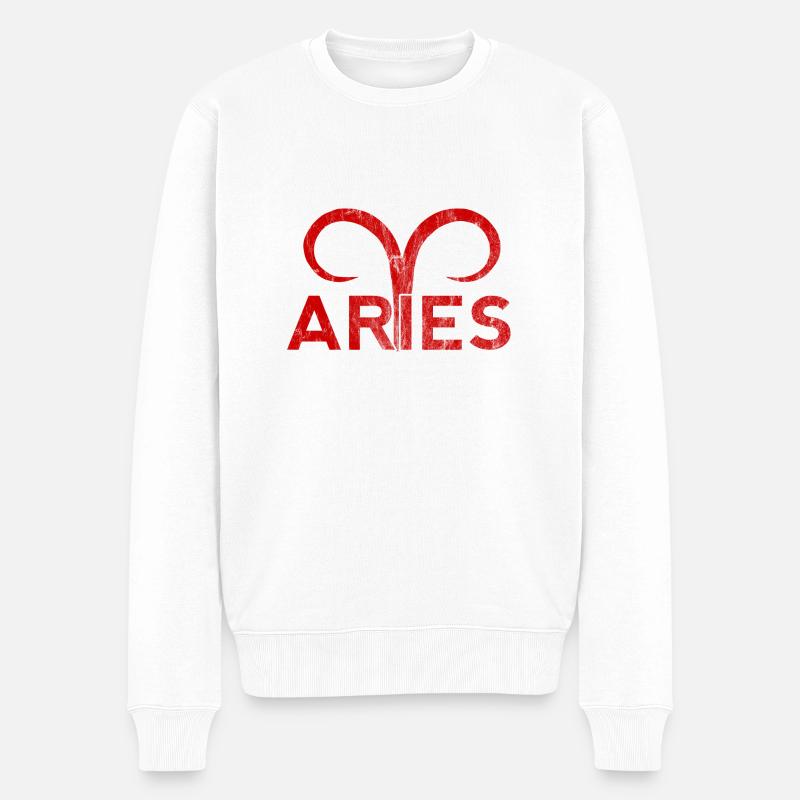 Sternzeichen Widder / Zodiac Aries - Männer Premium Bio Pullover - Weiß